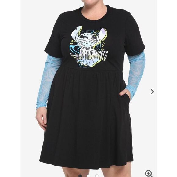 Her Universe Disney Lilo & Stitch Trippy Mesh Twofer Dress Plus Size - Picture 1 of 3